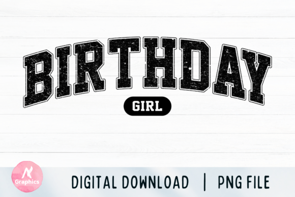 Birthday Girl Retro Varsity PNG Graphics