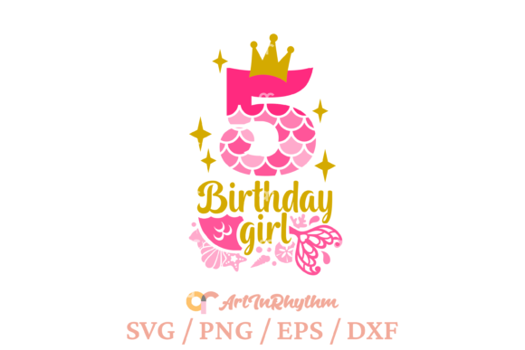 My 5th Birthday, Birthday Mermaid Svg